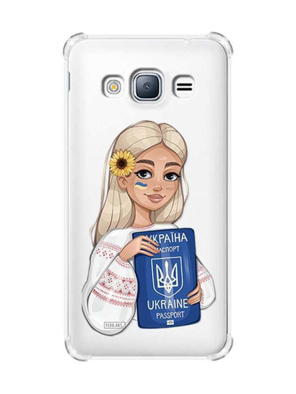 Чохол з потовщеними кутами на Samsung Galaxy J3(2016) J310 :: Дівчина з паспортом (принт 13)