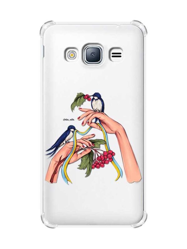 Чохол з потовщеними кутами на Samsung Galaxy J3(2016) J310 :: Ластівки (принт 15)