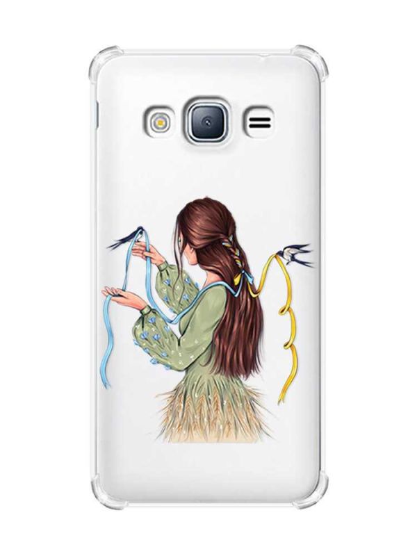 Чохол з потовщеними кутами на Samsung Galaxy J3(2016) J310 :: Дівчина з ластівками (принт 16)
