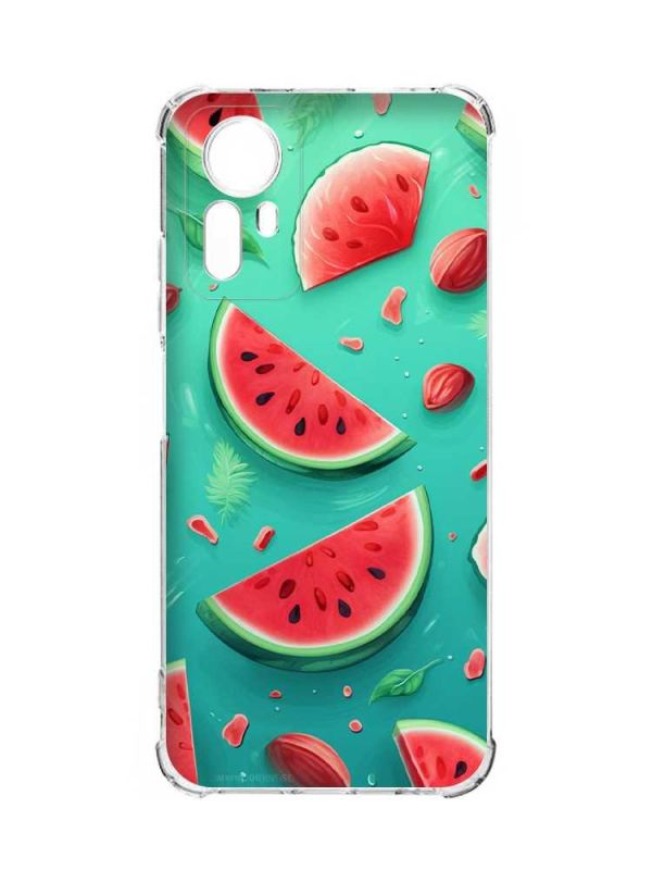 Чохол з потовщеними кутами на Xiaomi Redmi Note 12S :: Скибки кавуна (принт 340)