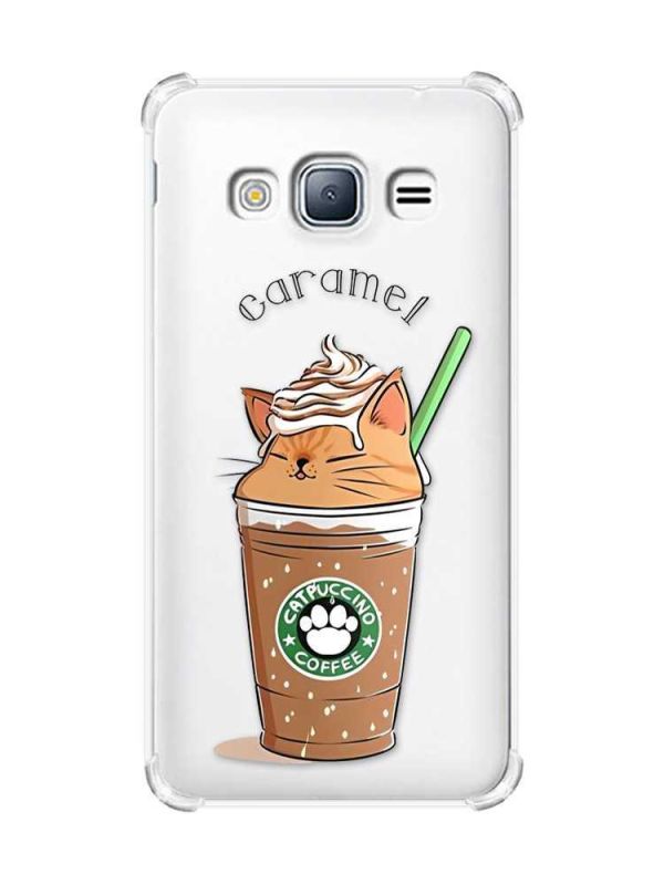Чохол з потовщеними кутами на Samsung Galaxy J3(2016) J310 :: Капучіно котик (принт 97)