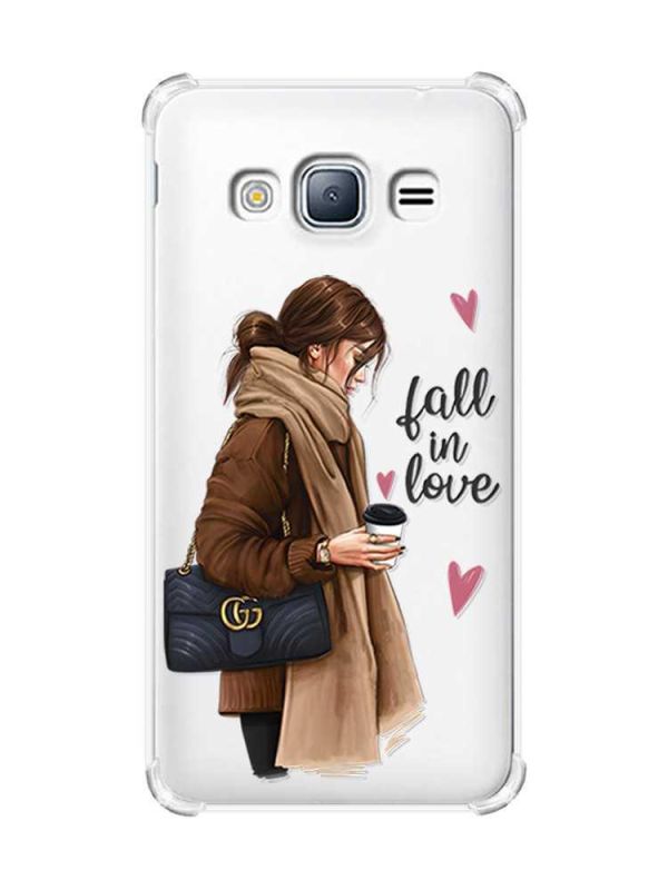 Чохол з потовщеними кутами на Samsung Galaxy J3(2016) J310 :: Дівчина з кавою (принт 112)