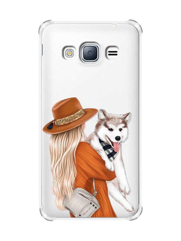 Чохол з потовщеними кутами на Samsung Galaxy J3(2016) J310 :: Дівчина з песиком (принт 115)