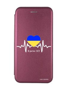 Чохол-книжка з малюнком для Samsung Galaxy A03s Бордовий :: В ритмі ЗСУ (патріотичний принт 71)