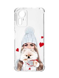Чохол з потовщеними кутами на Xiaomi Redmi Note 12S :: Дівчина з песиком (принт 142)