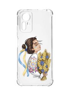 Чохол з потовщеними кутами на Xiaomi Redmi Note 12S :: Українка з колосками (патріотичний принт 172)