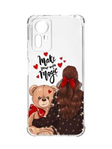Чохол з потовщеними кутами на Xiaomi Redmi Note 12S :: Дівчина з ведмедиком (принт 188)