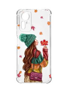 Чохол з потовщеними кутами на Xiaomi Redmi Note 12S :: Дівчина з листям (принт 221)