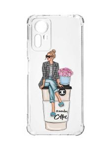 Чохол з потовщеними кутами на Xiaomi Redmi Note 12S :: Дівчина на каві (принт 228)