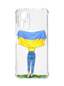 Чохол з потовщеними кутами на Xiaomi Redmi Note 12S :: Дівчина з прапором (принт 263)