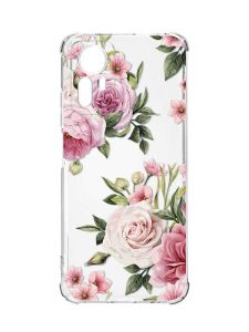 Чохол з потовщеними кутами на Xiaomi Redmi Note 12S :: Рожеві квіти (принт 287)