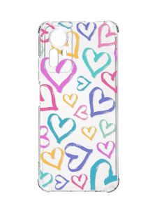 Чохол з потовщеними кутами на Xiaomi Redmi Note 12S :: Різнокольорові сердечка (принт 332)