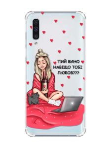 Чохол з потовщеними кутами на Samsung Galaxy А50 (2019) А505 :: Дівчина з вином (принт 220)