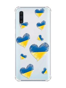 Чохол з потовщеними кутами на Samsung Galaxy А50 (2019) А505 :: Сердечка. Україна (принт 258)