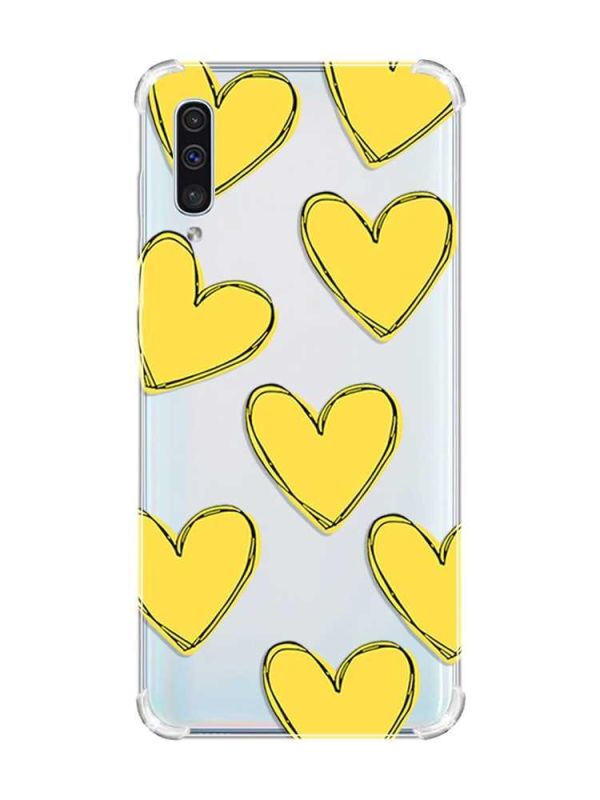 Чохол з потовщеними кутами на Samsung Galaxy А50 (2019) А505 :: Сердечка жовті (принт 259)