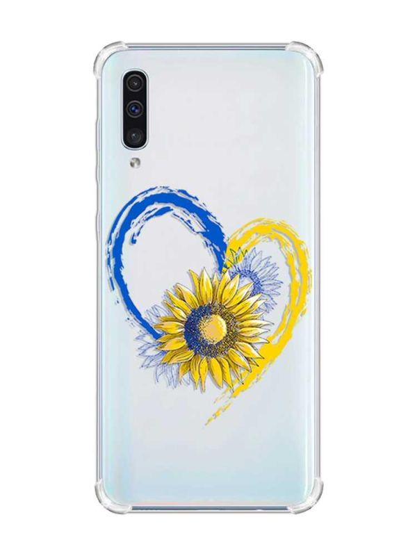 Чохол з потовщеними кутами на Samsung Galaxy А50 (2019) А505 :: Серце з соняхом. Україна (принт 260)