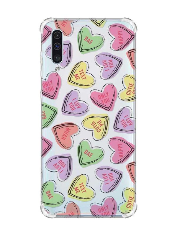 Чохол з потовщеними кутами на Samsung Galaxy А50 (2019) А505 :: Сердечка з текстом (принт 333)