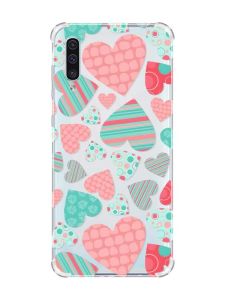 Чохол з потовщеними кутами на Samsung Galaxy А50 (2019) А505 :: Різнокольорові сердечка (принт 334)