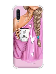 Чохол з потовщеними кутами на Samsung Galaxy А50 (2019) А505 :: Дівчина з кавою (принт 58)