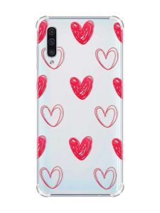 Чохол з потовщеними кутами на Samsung Galaxy А50 (2019) А505 :: Сердечка червоні (принт 77)