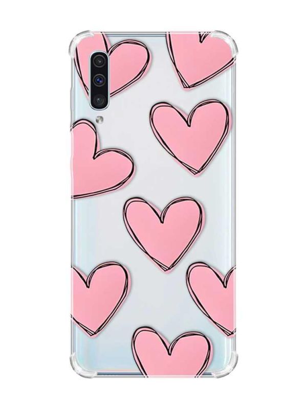 Чохол з потовщеними кутами на Samsung Galaxy А50 (2019) А505 :: Сердечка рожеві (принт 78)