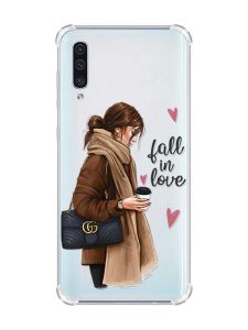 Чохол з потовщеними кутами на Samsung Galaxy А50 (2019) А505 :: Дівчина з кавою (принт 112)