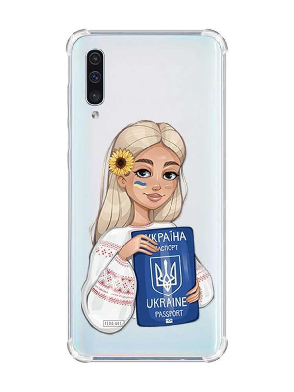 Чохол з потовщеними кутами на Samsung Galaxy А50 (2019) А505 :: Дівчина з паспортом (принт 13)