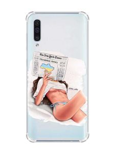Чохол з потовщеними кутами на Samsung Galaxy А50 (2019) А505 :: Дівчина з газетою (принт 31)
