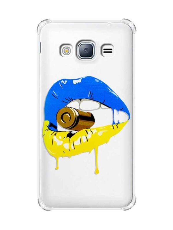 Чохол з потовщеними кутами на Samsung Galaxy J3(2016) J310 :: Губи і патрон (принт 264)