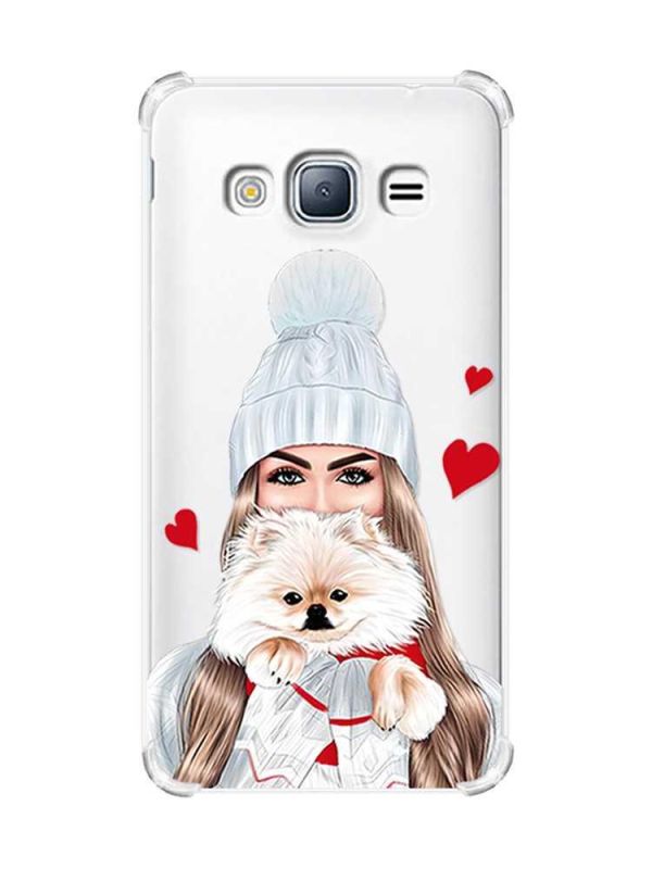 Чохол з потовщеними кутами на Samsung Galaxy J3(2016) J310 :: Дівчина з песиком (принт 142)