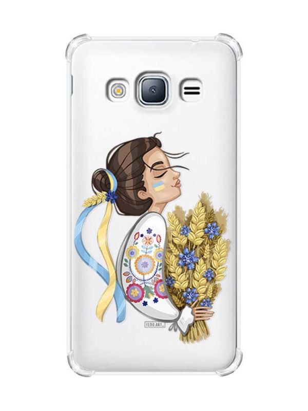 Чохол з потовщеними кутами на Samsung Galaxy J3(2016) J310 :: Українка з колосками (принт 172)