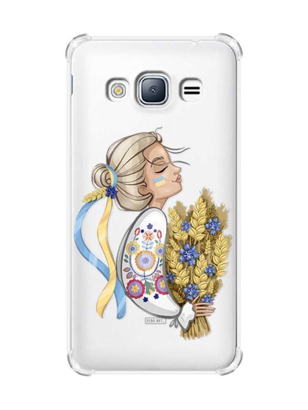 Чохол з потовщеними кутами на Samsung Galaxy J3(2016) J310 :: Українка з колосками (принт 173)
