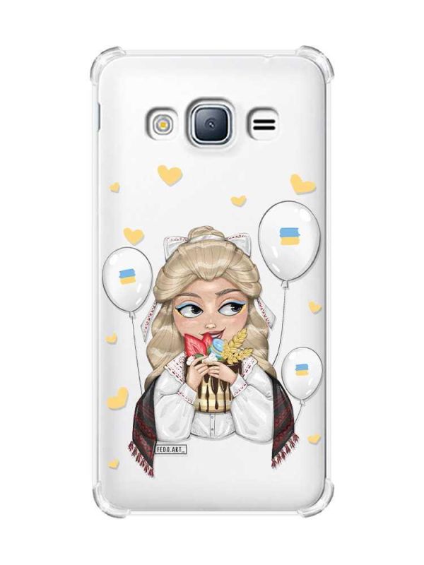 Чохол з потовщеними кутами на Samsung Galaxy J3(2016) J310 :: Українка з солодощами (принт 175)
