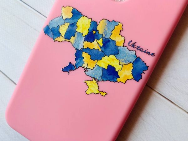 Матовий рожевий чохол на Apple iPhone 13 Pro Max :: Карта України (принт 261)