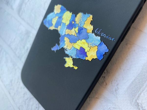 Матовий чорний чохол на Oppo A5 :: Карта України (принт 261)