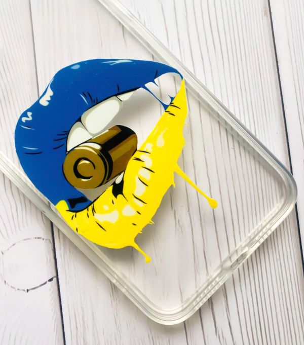 Прозорий чохол на Samsung Galaxy S22 :: Губи і патрон (принт 264)