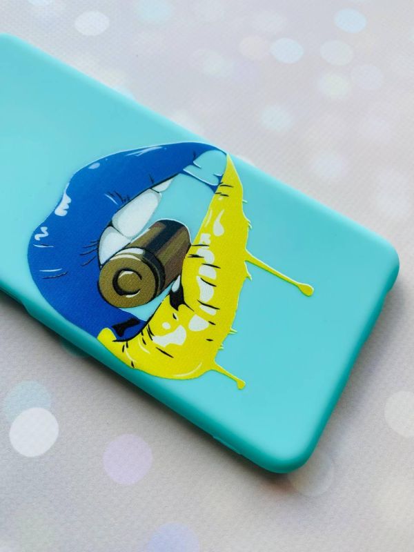 Матовий бірюзовий чохол на Xiaomi Redmi 9C/10A :: Губи і патрон (принт 264)