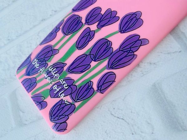 Матовий рожевий чохол на iPhone X / Xs Тюльпани (принт 265)