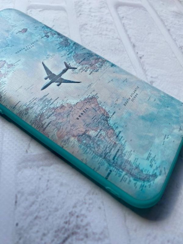 Матовий чохол з бірюзовими боками на Xiaomi Redmi 9А :: Подорожі. Карта (принт 317)