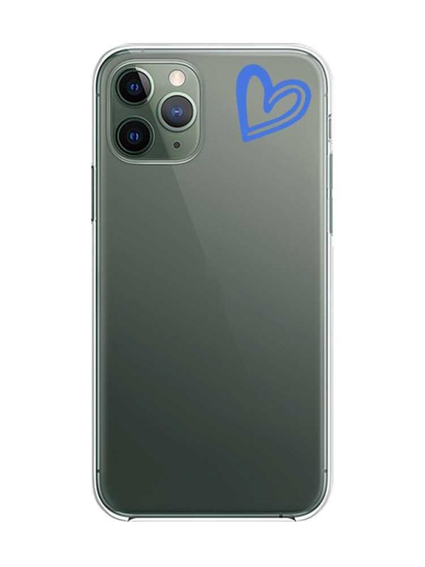 Прозорий чохол на iPhone 12 / 12 Pro :: Сердечко синє (принт 48)