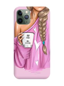 Прозорий чохол на iPhone 12 / 12 Pro :: Дівчина з кавою (принт 58)