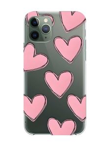 Прозорий чохол на iPhone 12 / 12 Pro :: Сердечка рожеві (принт 78)