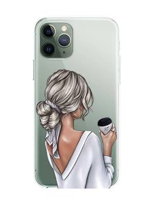 Прозорий чохол на iPhone 12 / 12 Pro :: Дівчина з латте (принт 227)