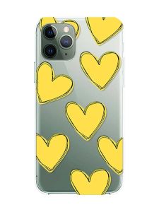 Прозорий чохол на iPhone 12 / 12 Pro :: Сердечка жовті (принт 259)