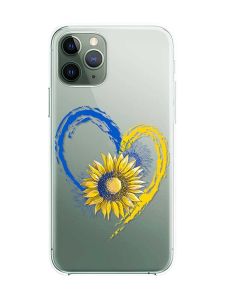Прозорий чохол на iPhone 12 / 12 Pro :: Серце з соняхом. Україна (принт 260)