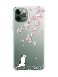 Прозорий чохол на iPhone 12 / 12 Pro :: Котик і сакура (принт 283)