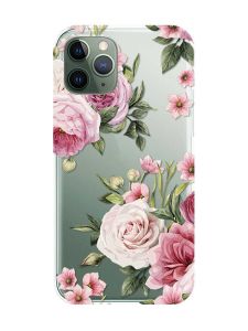 Прозорий чохол на iPhone 12 / 12 Pro :: Рожеві квіти (принт 287)