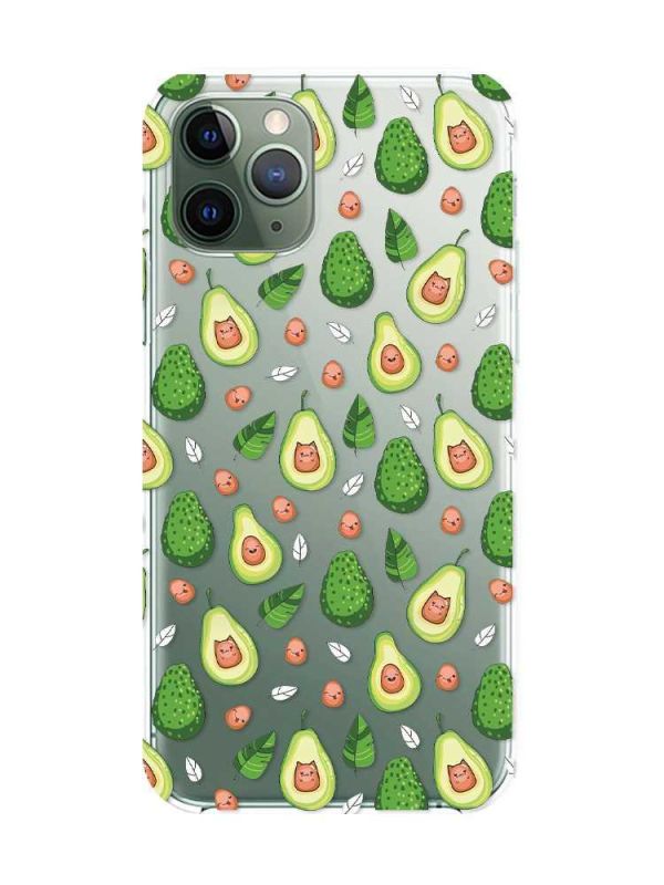Прозорий чохол на iPhone 12 / 12 Pro :: Авокадо з котиками (принт 301)