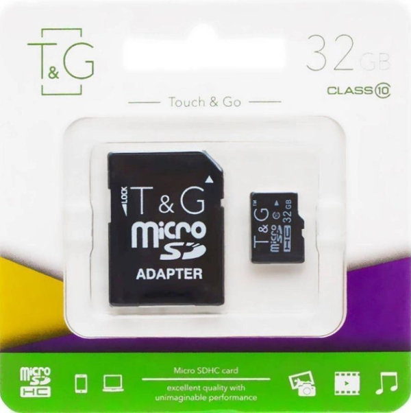 Карта пам'яті 32Gb MicroSDHC Class 10 з адаптером SD T&G