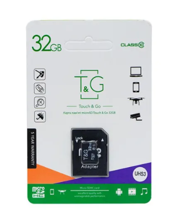 Карта пам'яті 32Gb MicroSDHC Class 10 з адаптером SD T&G